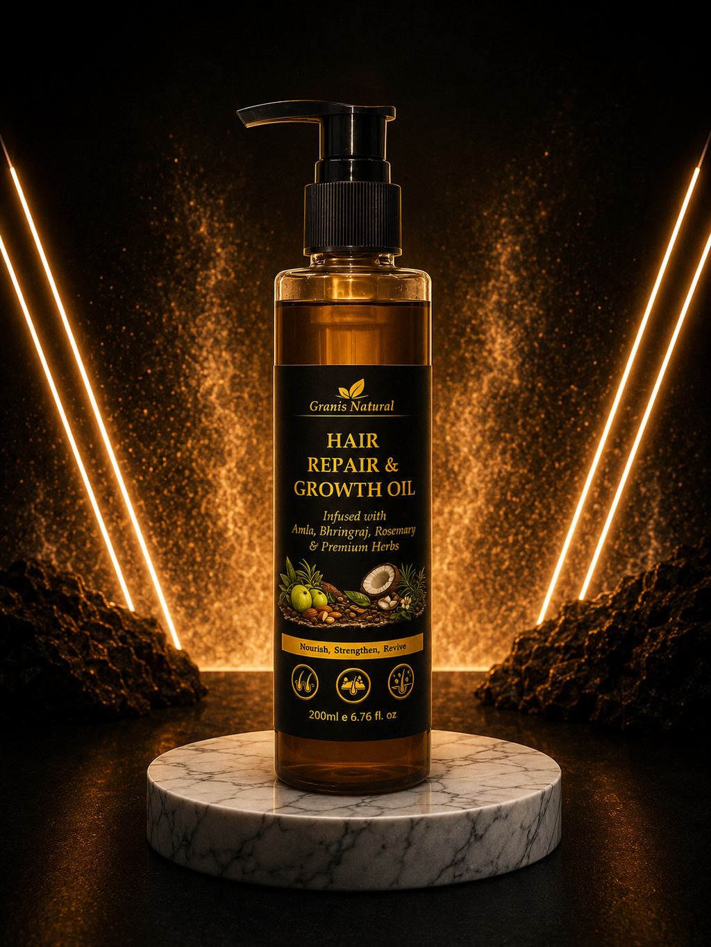 Grannis Natural – Hair Repair & Growth Oil | Luxury Saffron Infused Premium Herbs Blend (200ml)