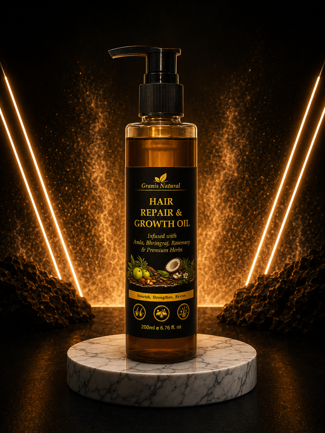 Grannis Natural – Hair Repair & Growth Oil | Luxury Saffron Infused Premium Herbs Blend (200ml)
