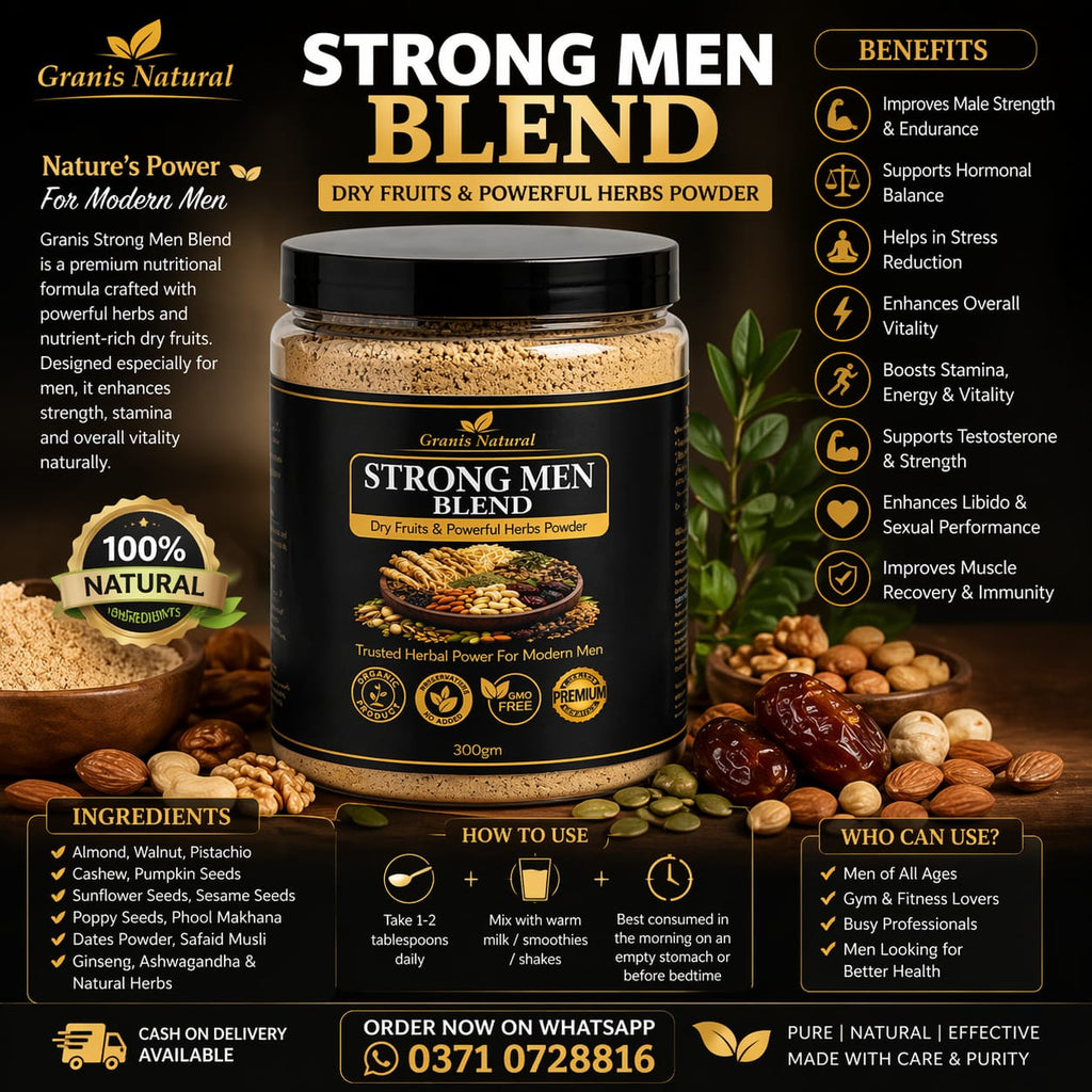 Grannis Natural – Strong Men Blend | Dry Fruits & Powerful Herbs Powder (300ml)