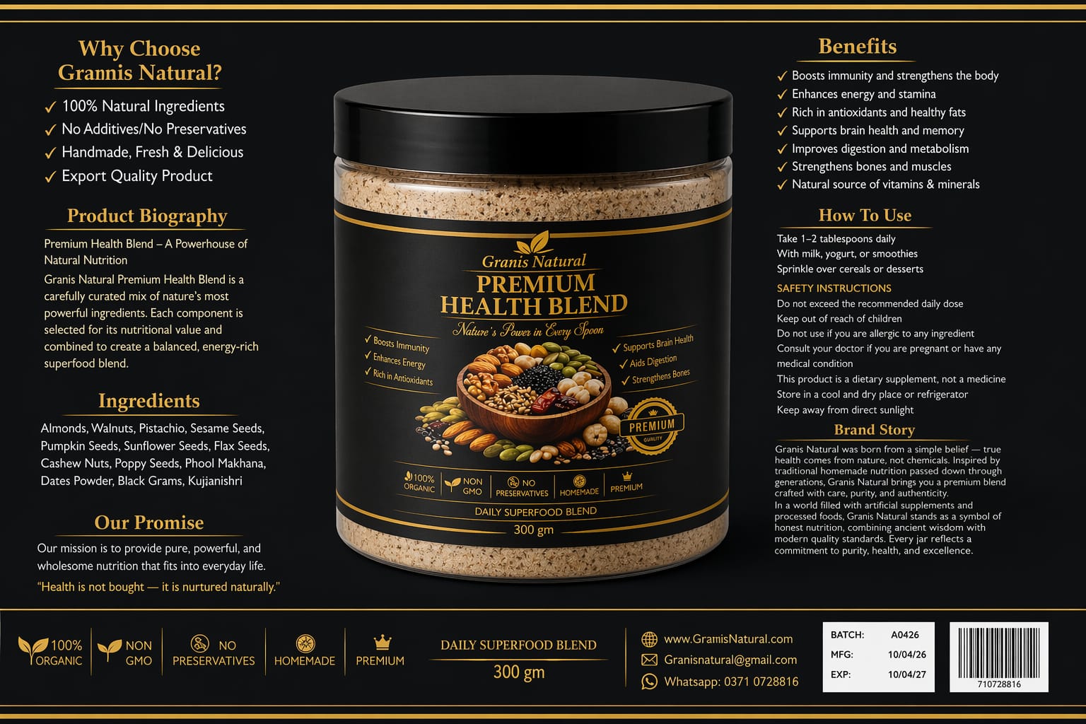 Grannis Natural – Premium Health Blend | Super Seeds & Nuts Mix (300g)