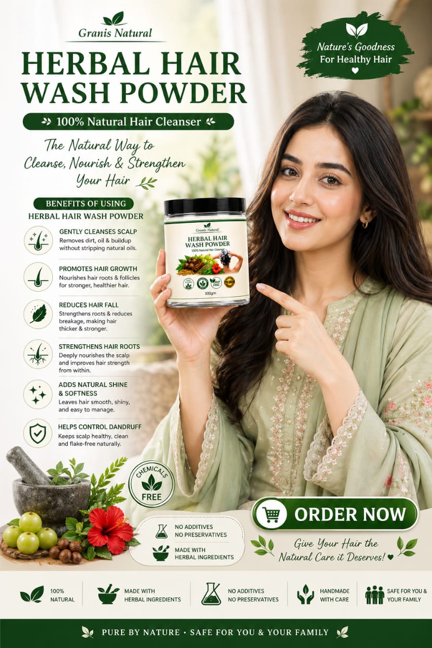 Grannis Natural – Herbal Hair Wash Powder | 100% Natural Hair Cleanser (300g)