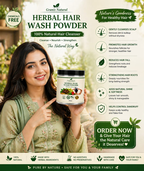 Grannis Natural – Herbal Hair Wash Powder | 100% Natural Hair Cleanser (300g)
