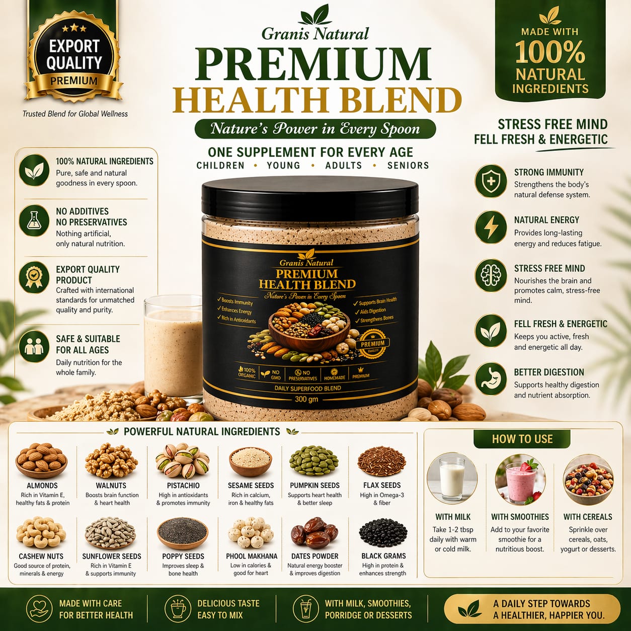 Grannis Natural – Premium Health Blend | Super Seeds & Nuts Mix (300g)
