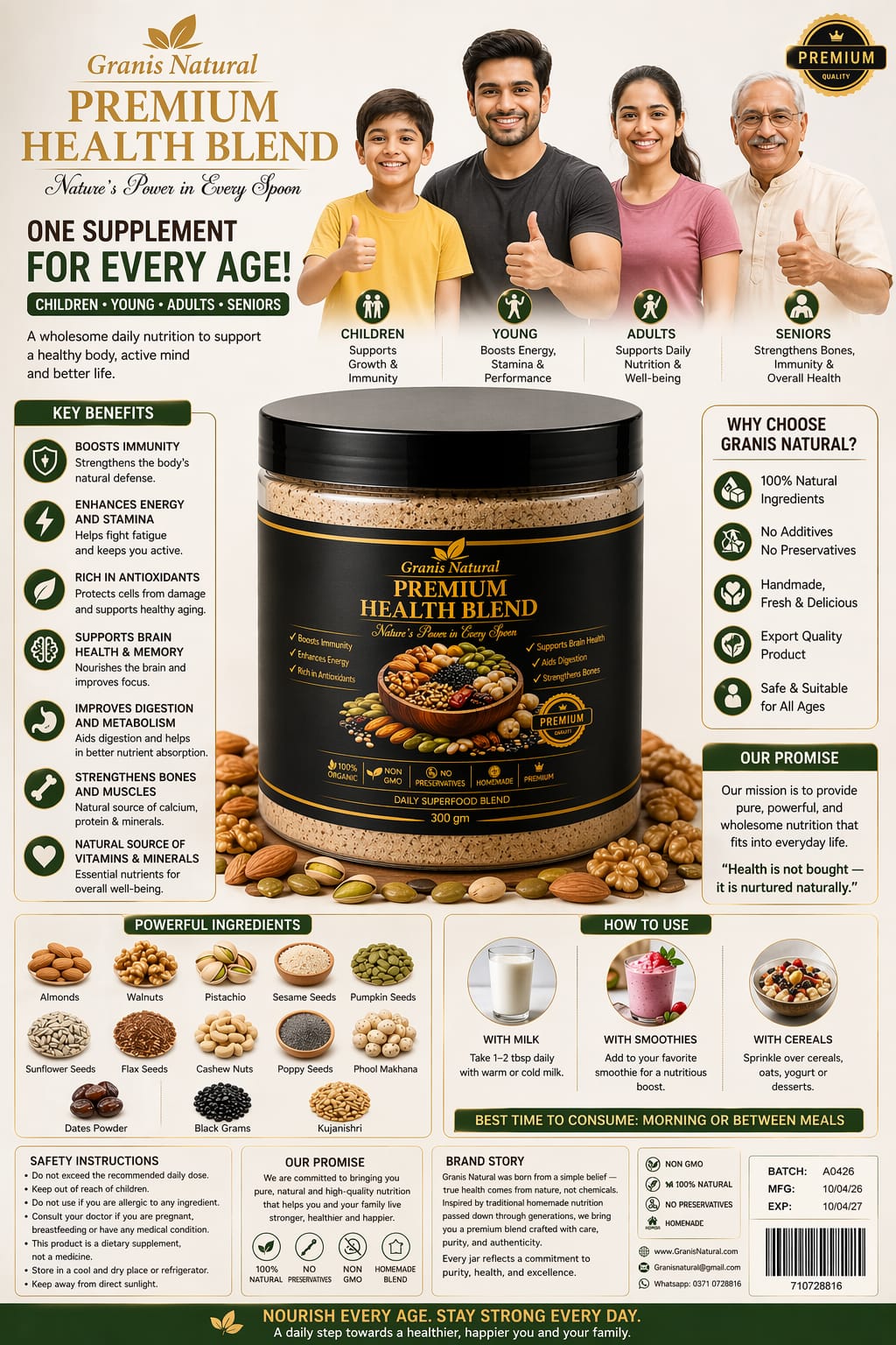 Grannis Natural – Premium Health Blend | Super Seeds & Nuts Mix (300g)