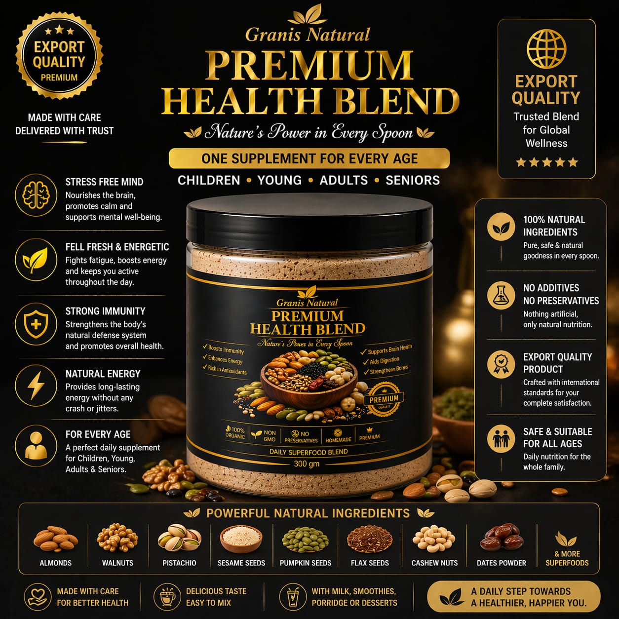 Grannis Natural – Premium Health Blend | Super Seeds & Nuts Mix (300g)