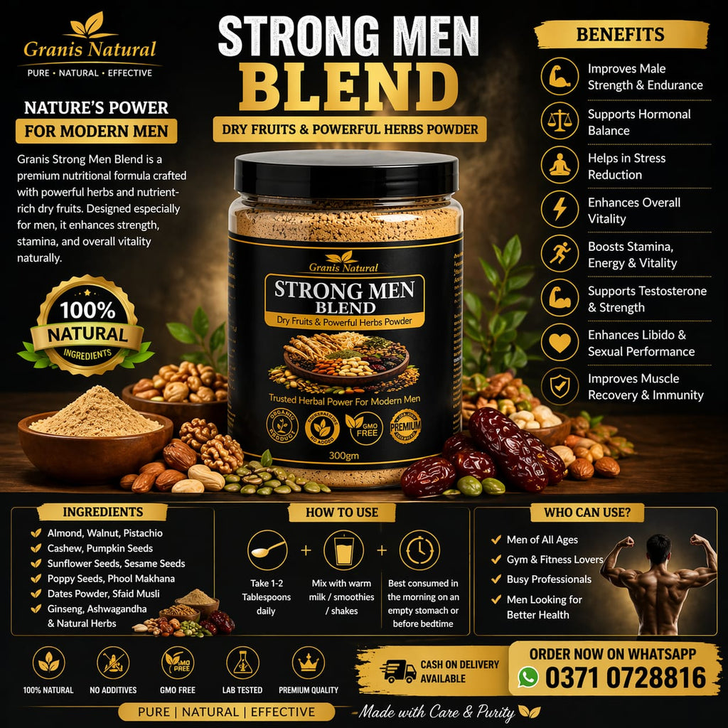 Grannis Natural – Strong Men Blend | Dry Fruits & Powerful Herbs Powder (300ml)