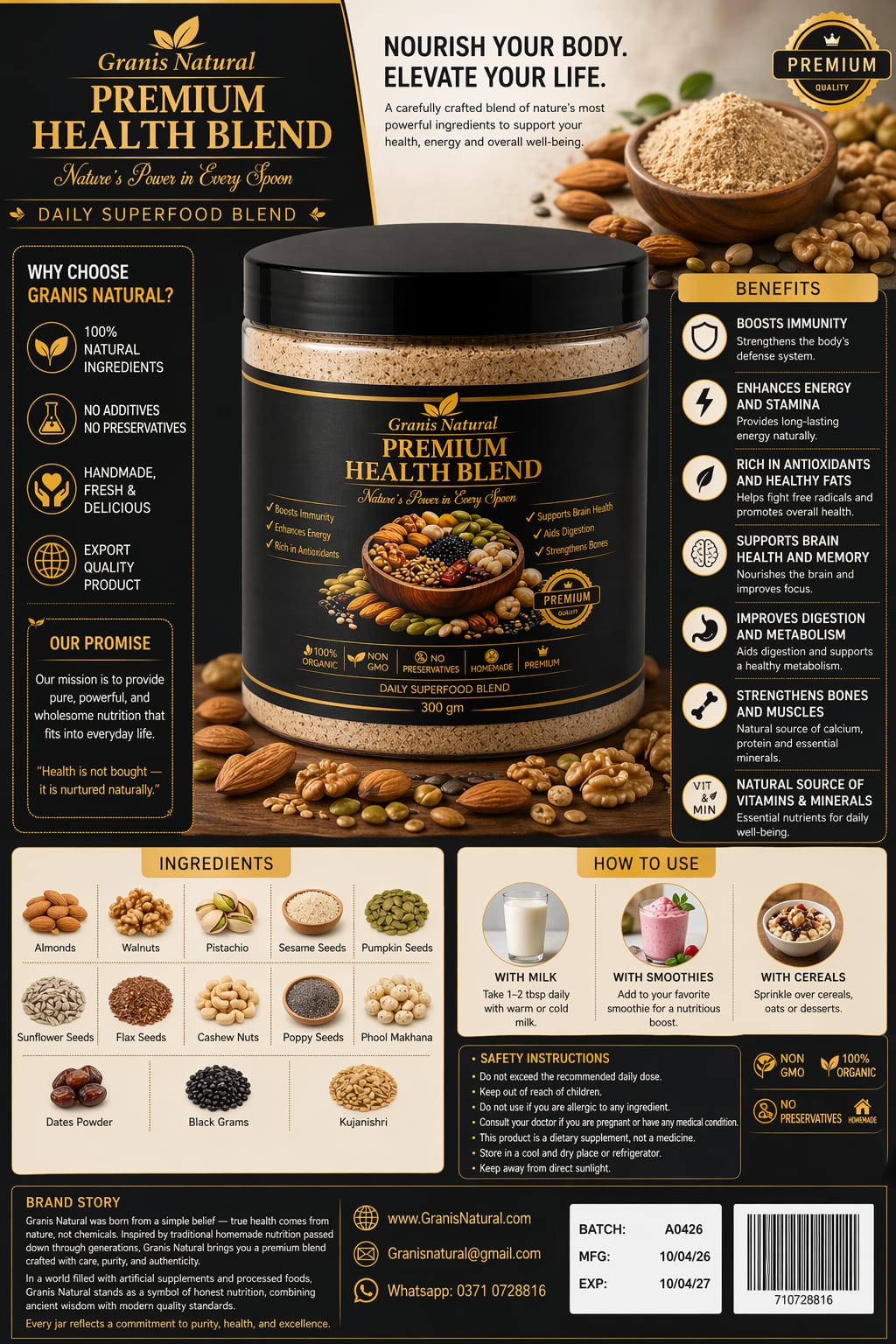 Grannis Natural – Premium Health Blend | Super Seeds & Nuts Mix (300g)