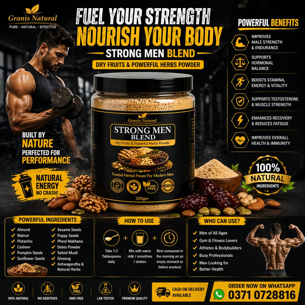 Grannis Natural – Strong Men Blend | Dry Fruits & Powerful Herbs Powder (300ml)